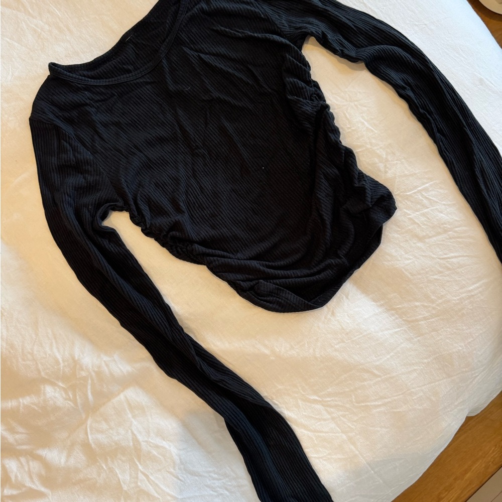 ALO Yoga Black Ribbed Long Sleeve Top